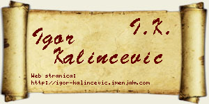 Igor Kalinčević vizit kartica